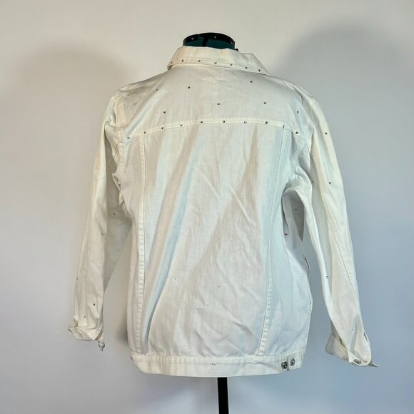 Vintage White Denim Jacket with Scattered Rhinestones - Picture 4 of 4